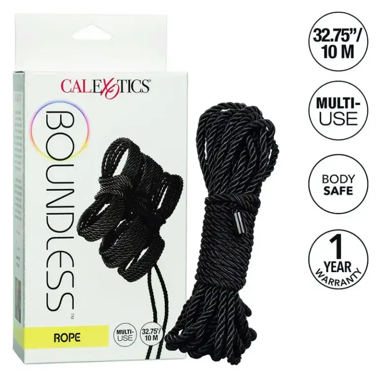 CalExotics - Cuerda Boundless de 10m Negra para BDSM