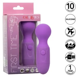 CALEXOTICS - First Time Masajeador Recargable Violeta con 10 Vibraciones