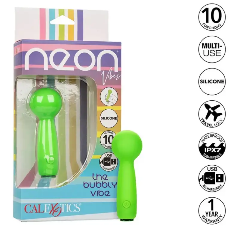 CALEXOTICS - Neon Vibes The Bubbly Vibe Mini Masajeador 10 Vibraciones Verde