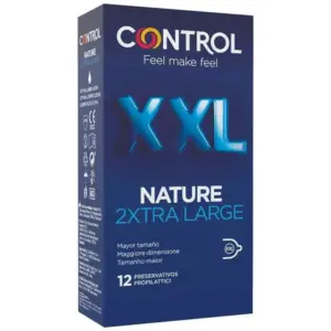 Control Nature 2Xtra Large - Preservativos XXL de 12 Unidades para Mayor Placer