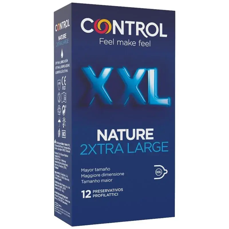 Control Nature 2Xtra Large - Preservativos XXL de 12 Unidades para Mayor Placer