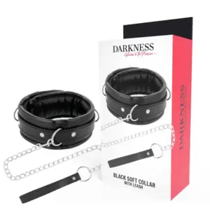 DARKNESS - Collar con cadena Soft Leather para BDSM