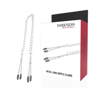 DARKNESS - Pinzas Ajustables para Pezones de Metal con Cadena