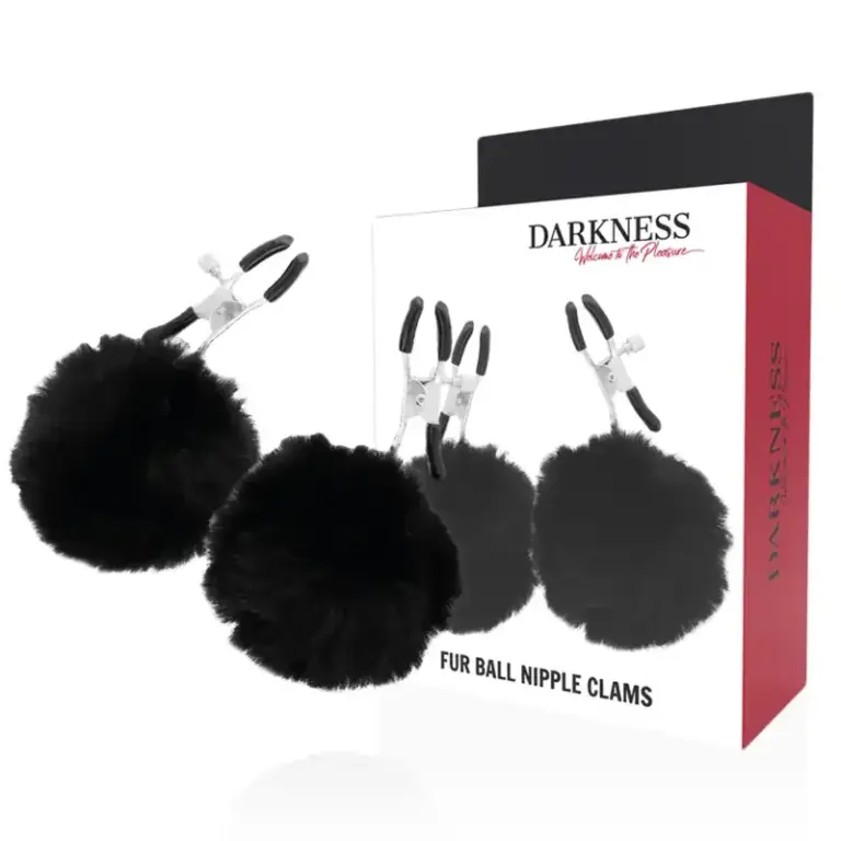 DARKNESS - Pinzas para pezones con pompones ajustables