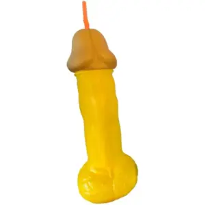 Diablo Picante - Vaso pene plástico amarillo para fiestas divertidas