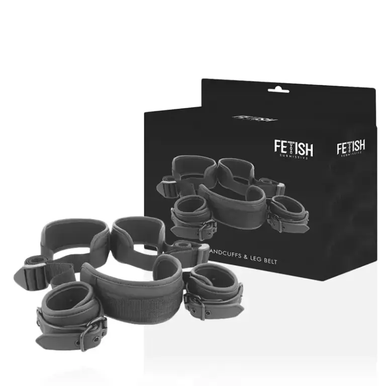 Fetish Submissive - Set de ataduras para la posición piernas abiertas con esposas de neopreno