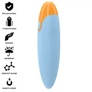 INTENSE - Mike Bala Vibradora Azul con Control Remoto y 10 Modos de Vibración