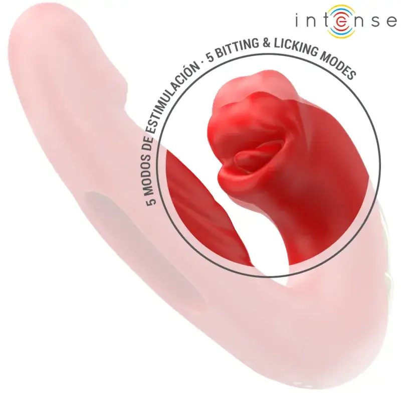 INTENSE - Nathy vibrador doble con boca estimuladora multifunción rojo - Imagen 5