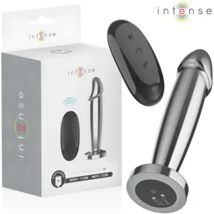 INTENSE - Plug Anal 10 Vibraciones Metal en Forma de Dildo con Control Remoto M