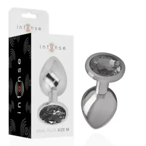 INTENSE - Plug anal metal aluminio con cristal negro talla M