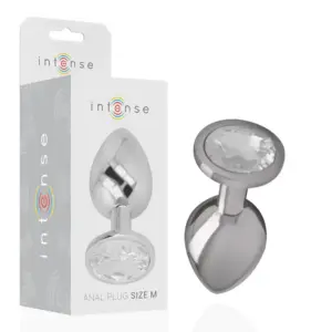 INTENSE - Plug Anal Metal Aluminio con Cristal Plata Talla M
