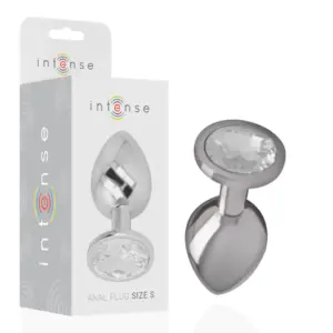 INTENSE - Plug Anal Metal Aluminio con Cristal Plata Talla S