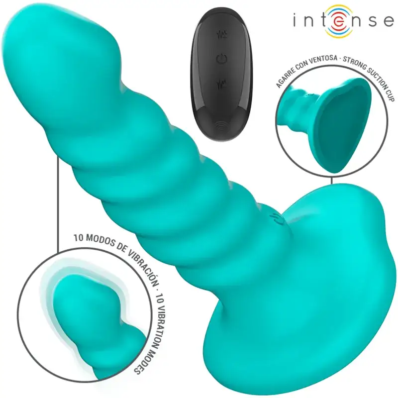 INTENSE - Vibrador Buffy Talla S Diseño en Espiral Azul con Control Remoto - Imagen 2