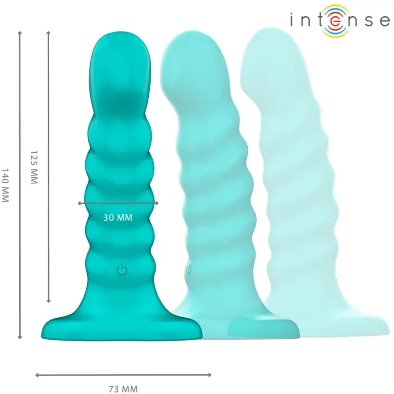 INTENSE - Vibrador Buffy Talla S Diseño en Espiral Azul con Control Remoto - Imagen 3