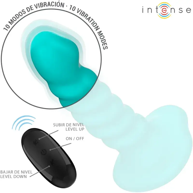 INTENSE - Vibrador Buffy Talla S Diseño en Espiral Azul con Control Remoto - Imagen 4