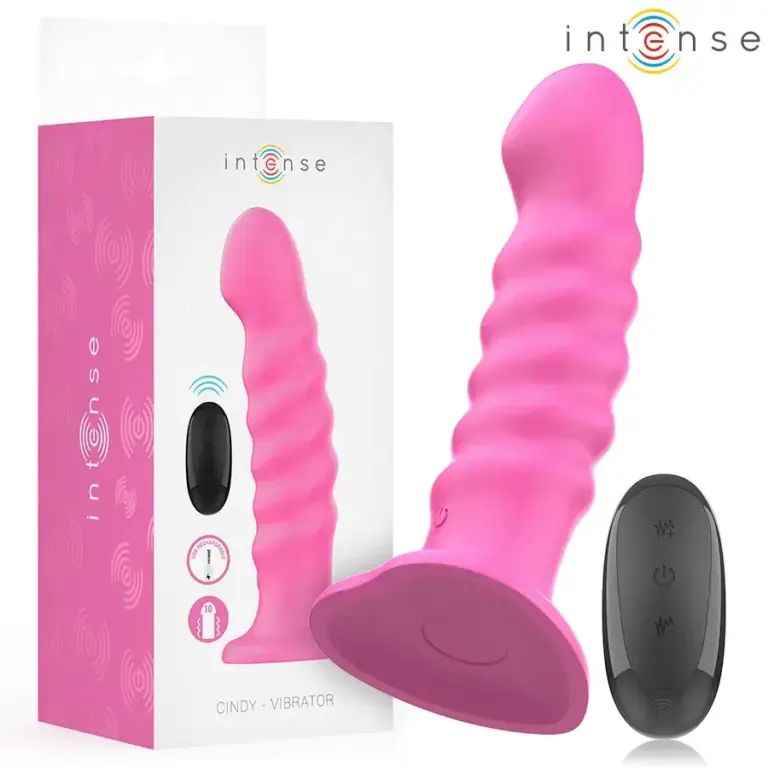 INTENSE - Vibrador CINDY Talla L Diseño en Espiral 10 Vibraciones Rosa Control Remoto