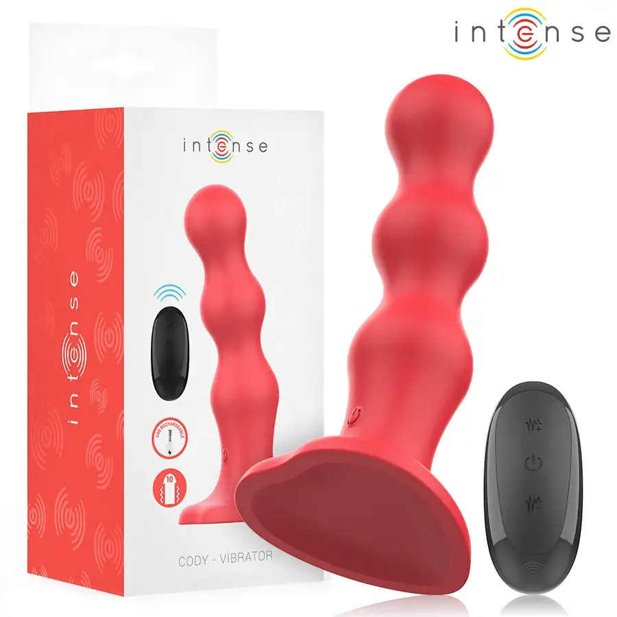 INTENSE - Vibrador CODY con Ventosa Rojo Control Remoto