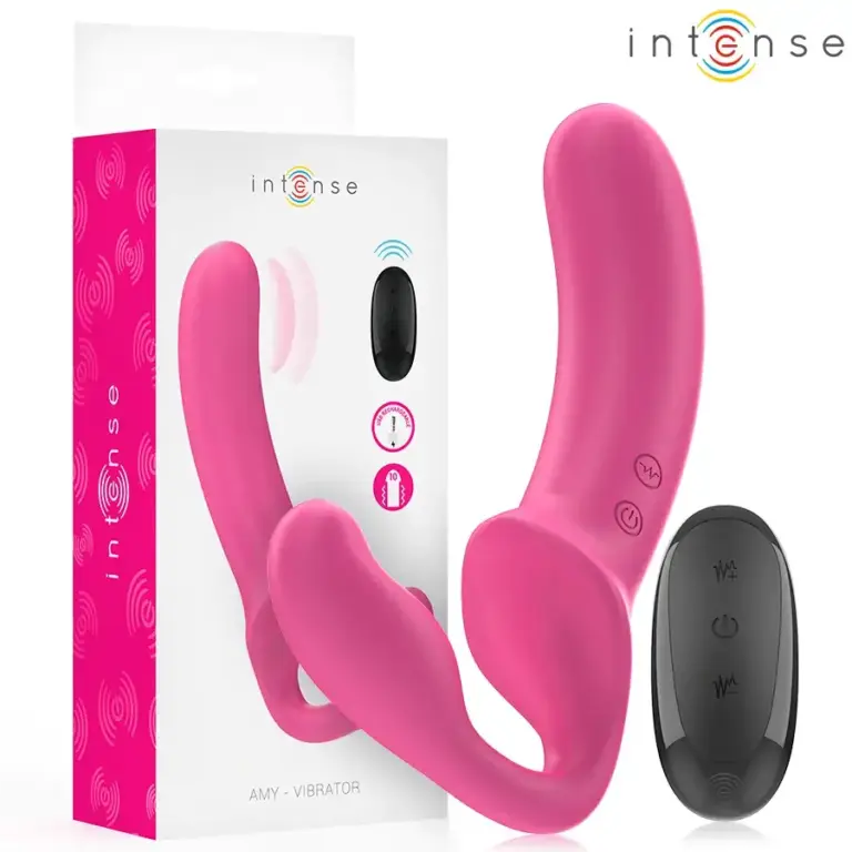 INTENSE - Vibrador Doble Amy 20 cm Rosa con Control Remoto