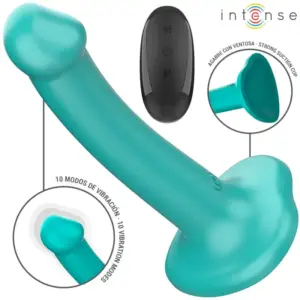 INTENSE - Vibrador KATIE con Ventosa y Control Remoto Azul Oscuro