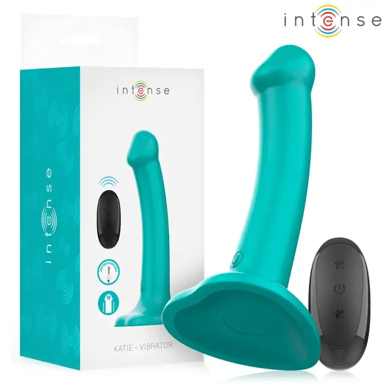 INTENSE - Vibrador KATIE con Ventosa y Control Remoto Azul Oscuro
