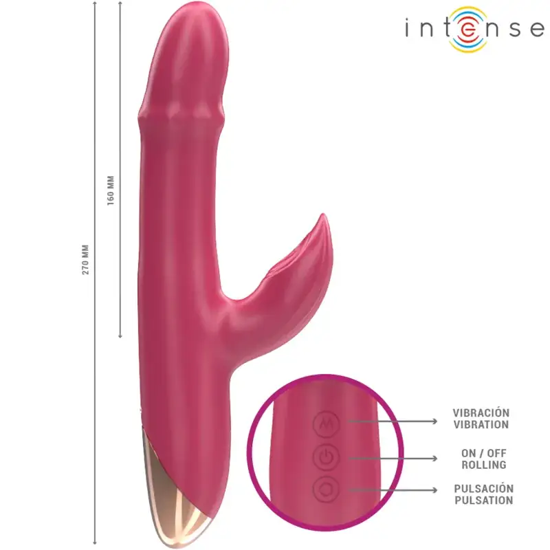 INTENSE - Vibrador multifunción 3 en 1 rojo para una experiencia única - Imagen 6