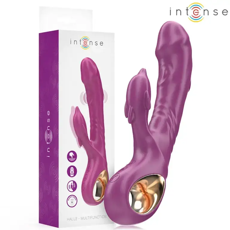 INTENSE - Vibrador multifunción con lengua estimuladora en forma de delfín morado