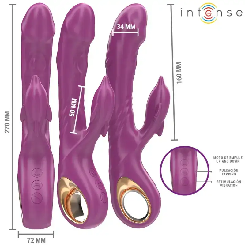 INTENSE - Vibrador multifunción con lengua estimuladora en forma de delfín morado - Imagen 3