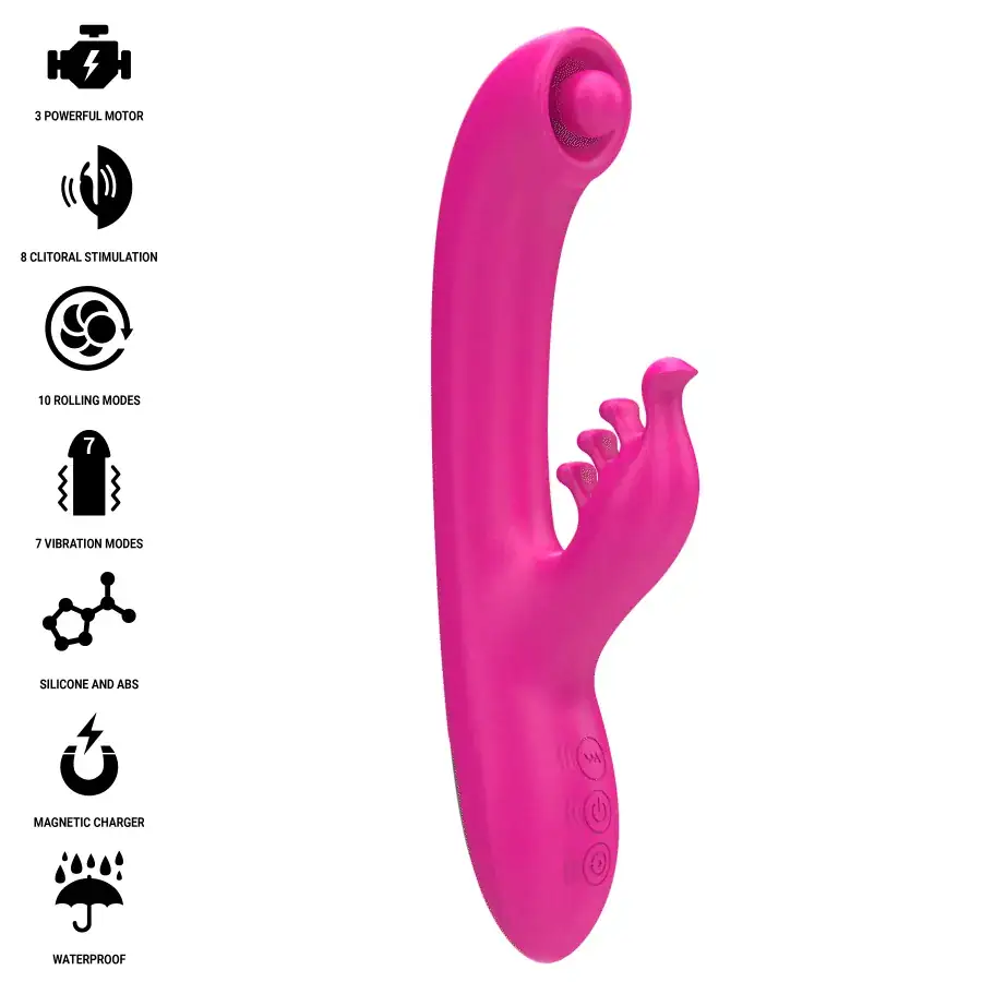 INTENSE - Vibrador multifunción rabbit rosa de 22.5 cm - Imagen 2