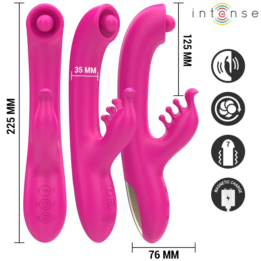 INTENSE - Vibrador multifunción rabbit rosa de 22.5 cm - Imagen 3
