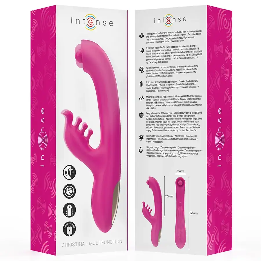 INTENSE - Vibrador multifunción rabbit rosa de 22.5 cm - Imagen 8
