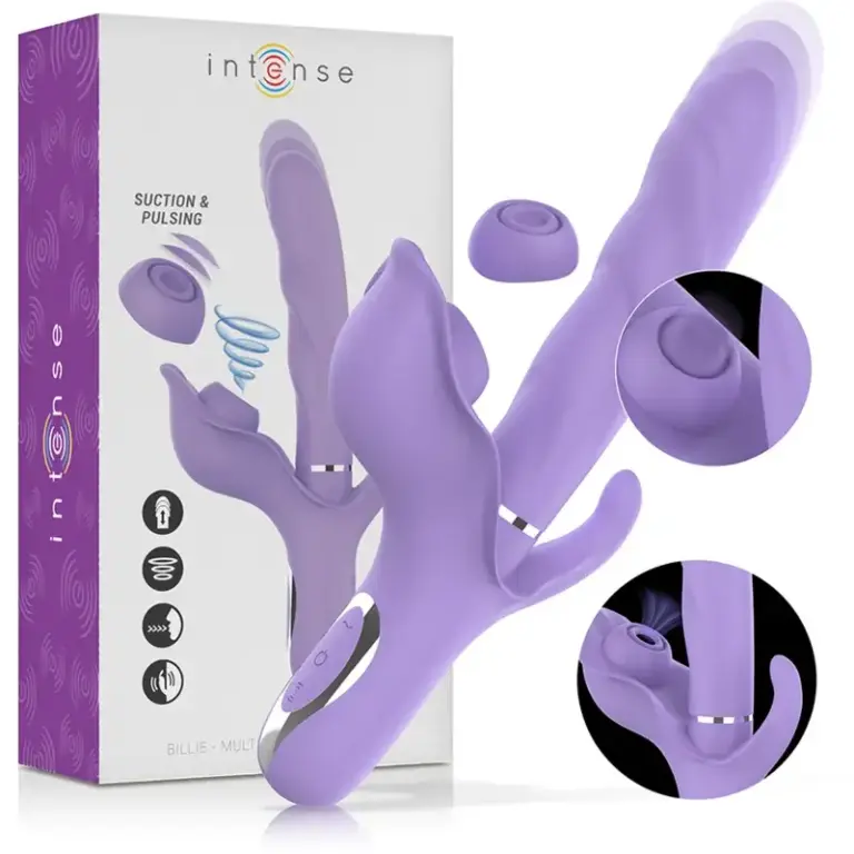 INTENSE - Vibrador multifunción recargable con ondas estimuladoras morado