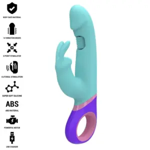 INTENSE - Vibrador rabbit con estimulador rotatorio del punto G azul