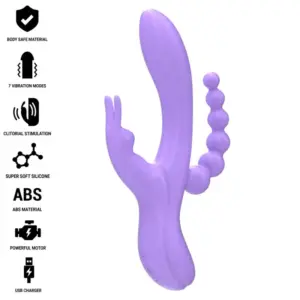 INTENSE - Vibrador triple rabbit morado con estimulador anal