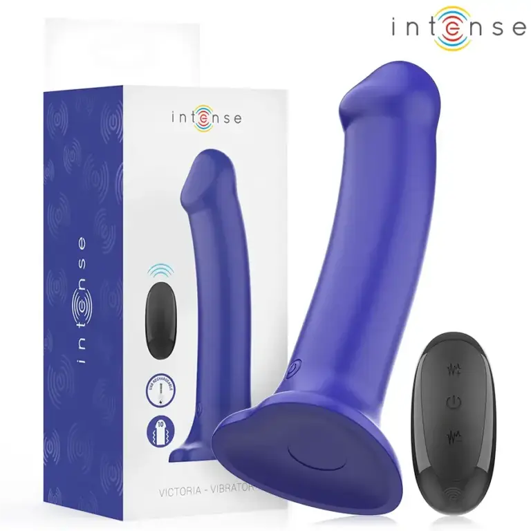 INTENSE - Vibrador Victoria con Ventosa y Control Remoto Azul Oscuro