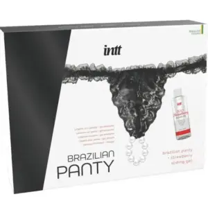 INTT Releases - Panty Brasileña Negra con Perlas y Gel Lubricante 50 ml