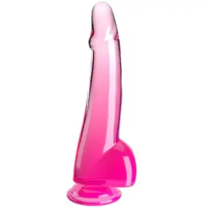 KING COCK - Dildo Clear con Testículos 19 cm Rosa