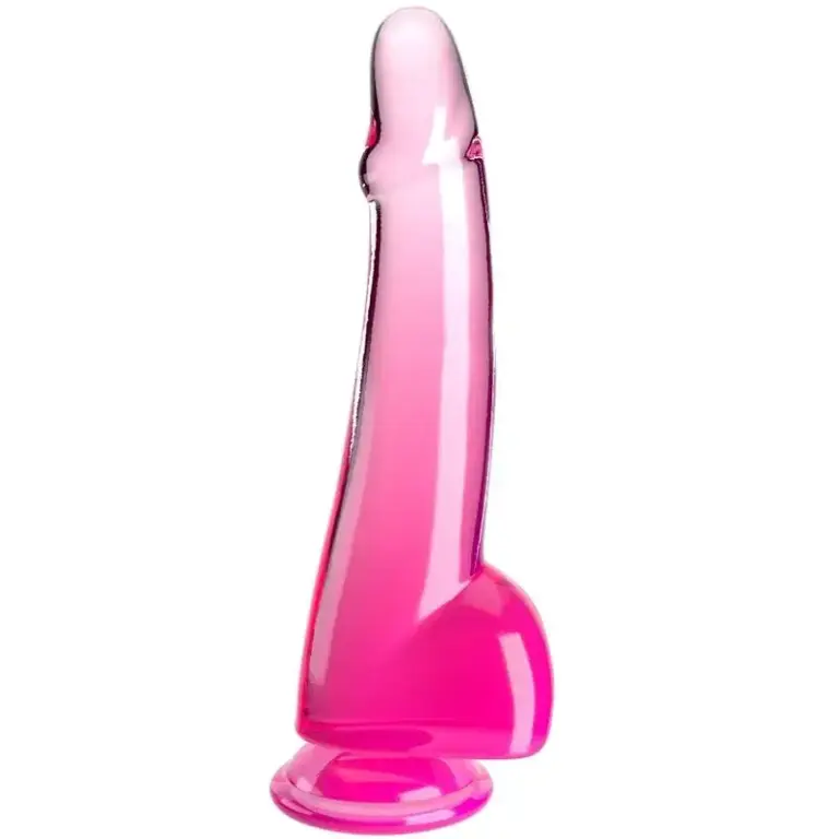 KING COCK - Dildo Clear con Testículos 19 cm Rosa
