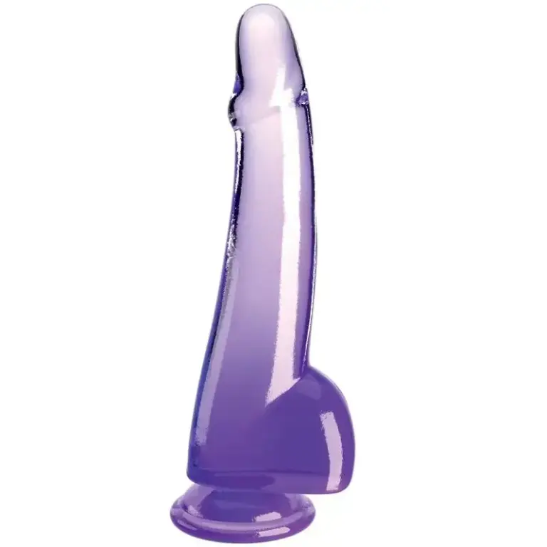 KING COCK - Dildo transparente con testículos 19 cm morado para placer intenso