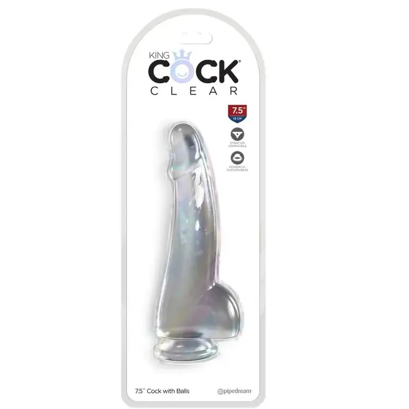 KING COCK - Dildo transparente con testículos de 15.2 cm para una experiencia única - Imagen 2
