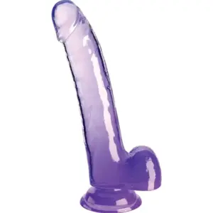 King Cock - Dildo transparente con testículos morado 20.3 cm