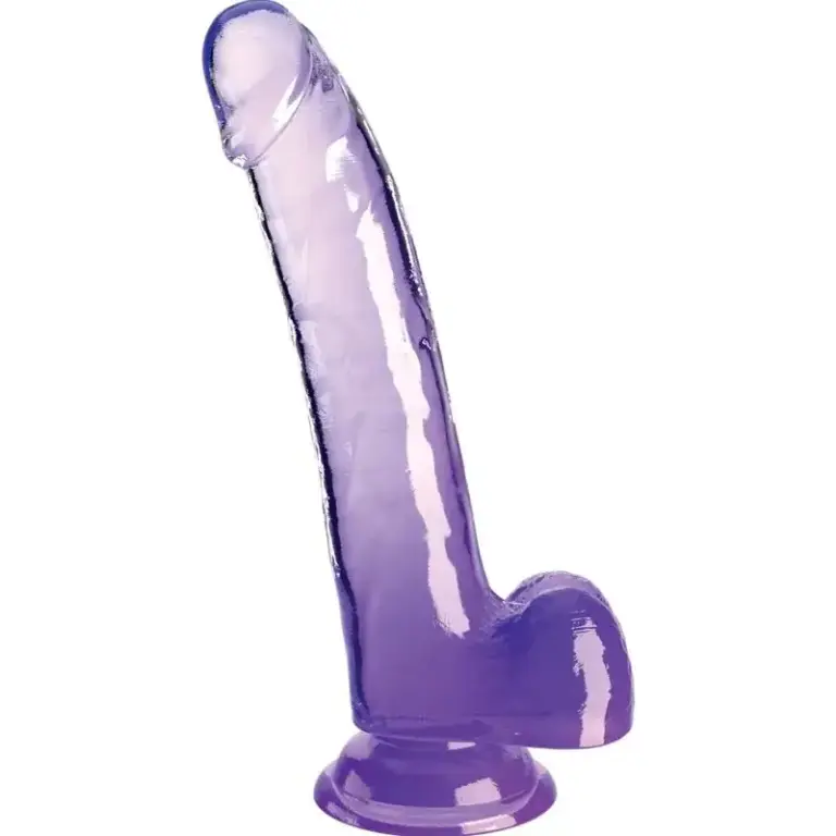 King Cock - Dildo transparente con testículos morado 20.3 cm