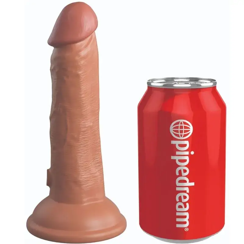 KING COCK - Élite Dildo Realístico Vibrador Caramelo de 15.2 cm