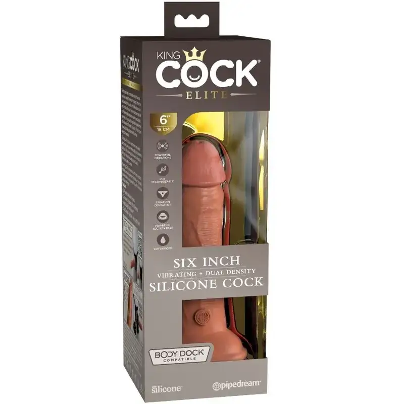 KING COCK - Élite Dildo Realístico Vibrador Caramelo de 15.2 cm - Imagen 6