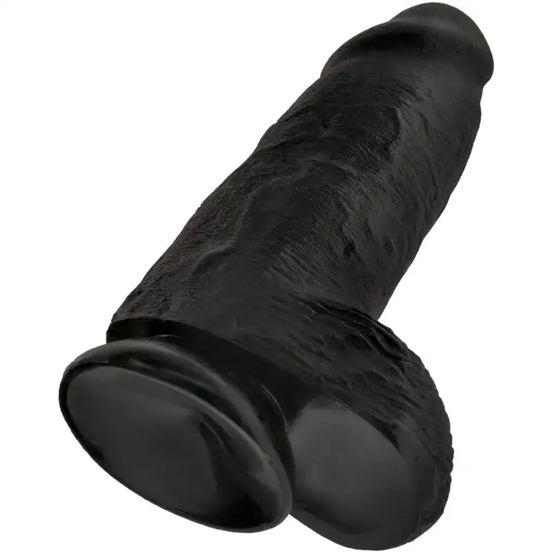 KING COCK - Pene Realístico Chubby 23 cm Negro - Imagen 4