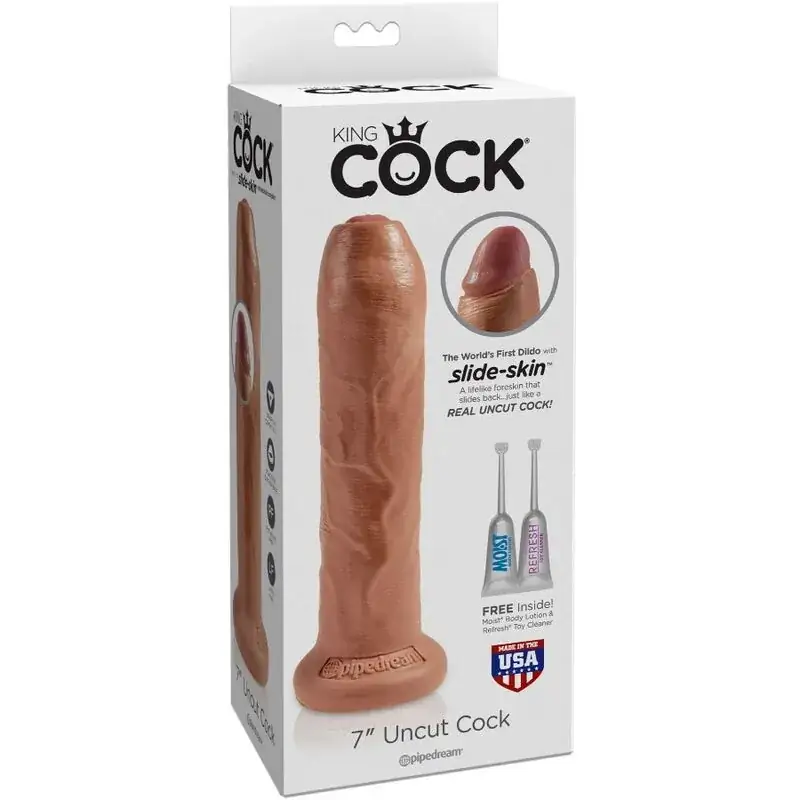 KING COCK - Pene Realístico con Prepucio 17.8 cm Caramelo - Imagen 3