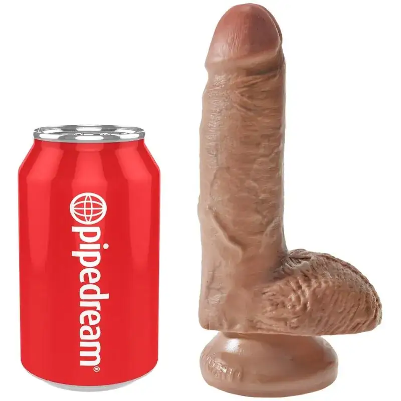 KING COCK - Pene Realístico con Testículos 13.2 cm Caramelo - Imagen 5