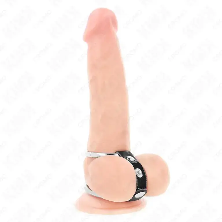 KINK - Anillo Pene Doble 3.8 cm a 5 cm Conectados por Cuero - vista principal