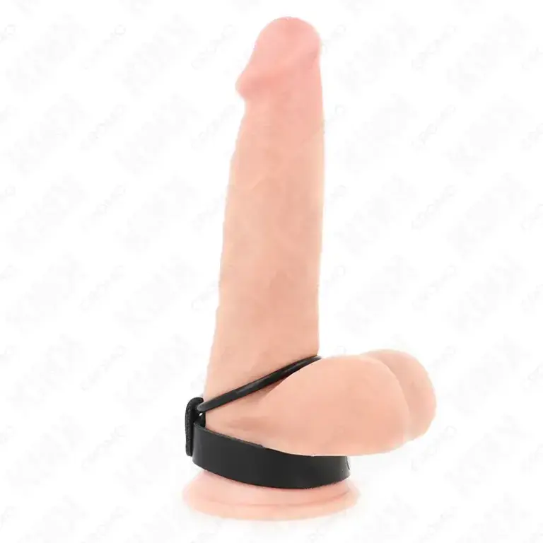 KINK - Anillo Pene Silicona 3.8 cm y Divisor de Bolas Cuero 22 x 1.5 cm