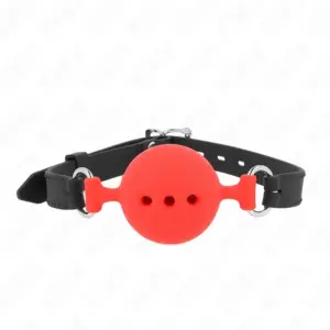 KINK - Mordaza de Silicona Ajustable Roja para BDSM 55x2 cm