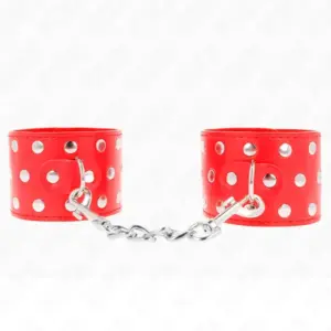 KINK - Muñequera con cierre a presión lleno de tachuelas ajustable rojo 19-24 cm x 5.5 cm